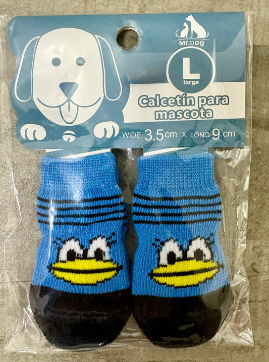 Calcetín para mascota, Caninos y Felinos, Azul y negro con figuras (1pieza)