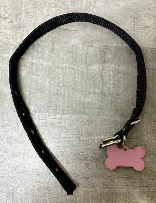 Collar, Caninos y Felinos, Negro con hueso rosa y negro (1pieza)